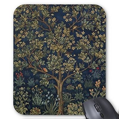 SJFY Tree Of Life Flower Mouse Pads William Morris White Gaming Mouse Pad 9.25 x 7.75