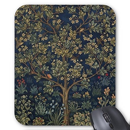 SJFY Tree Of Life Flower Mouse Pads William Morris White Gaming Mouse Pad 9.25 x 7.75