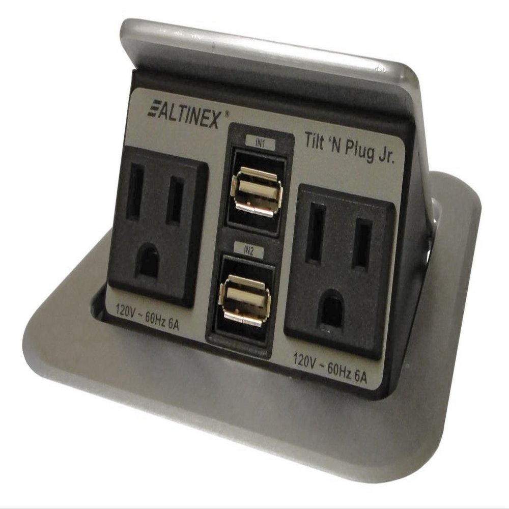 Altinex Tilt N Plug Jr. 2+2 Charging USB and PowerTNP-155 Silver Power Data Center