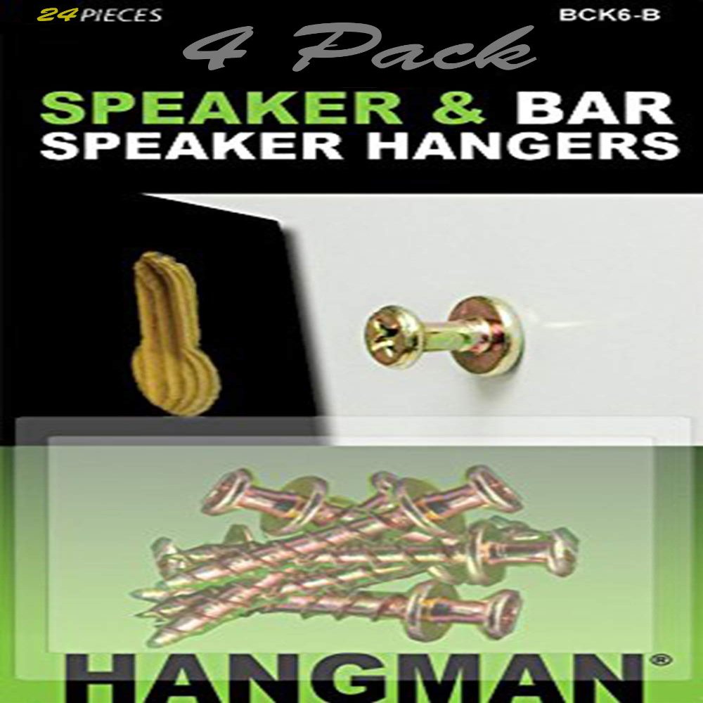 4 Pack Kit | Hangman Products Inc. BCK6-B Speaker Hanging Screws - (24 Total Screws)