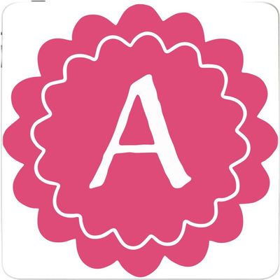 Monogram Letter A Pink Floral Vinyl Decal Sticker Skin by Debbie's Designs for iPad