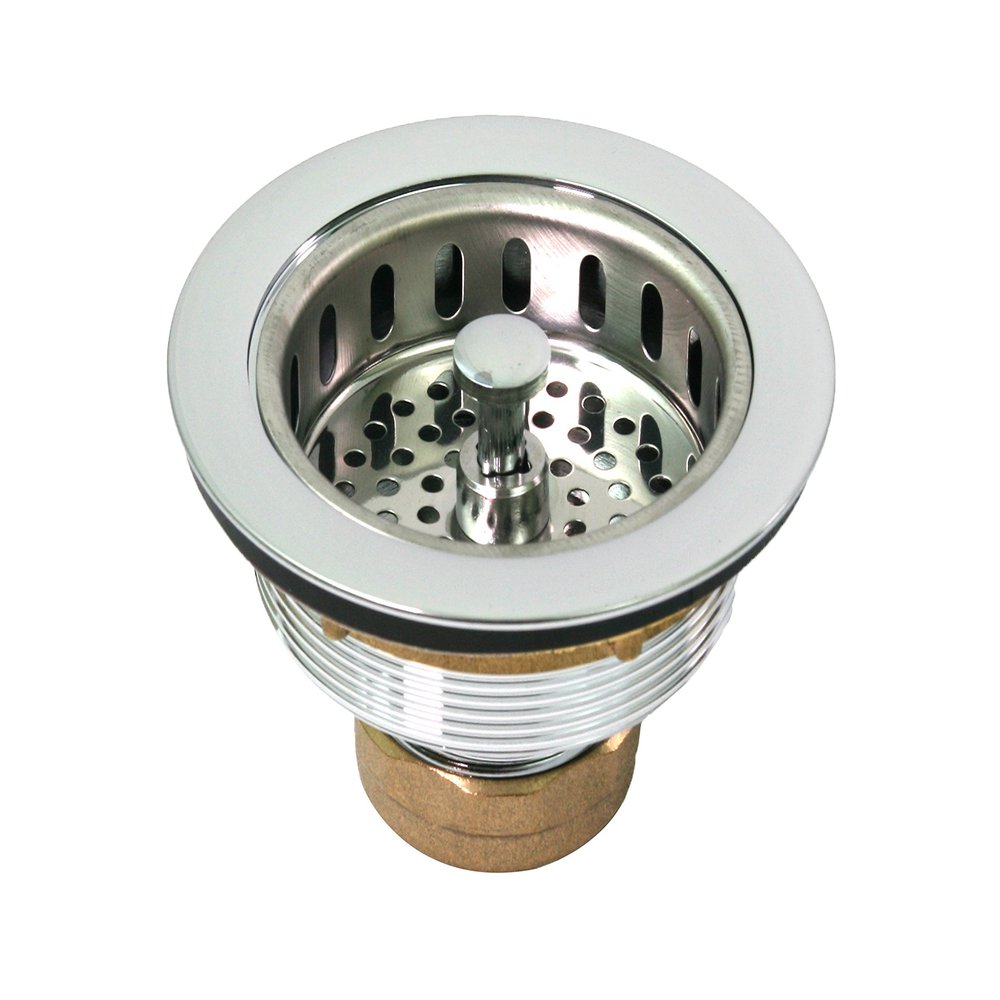 Highcraft 9734 Heavy Duty Kitchen Sink (3-1/2 Inch) Stainless Steel Drain Assembly With Strainer Basket KOHLER Style Stopper, Stainless-Steel