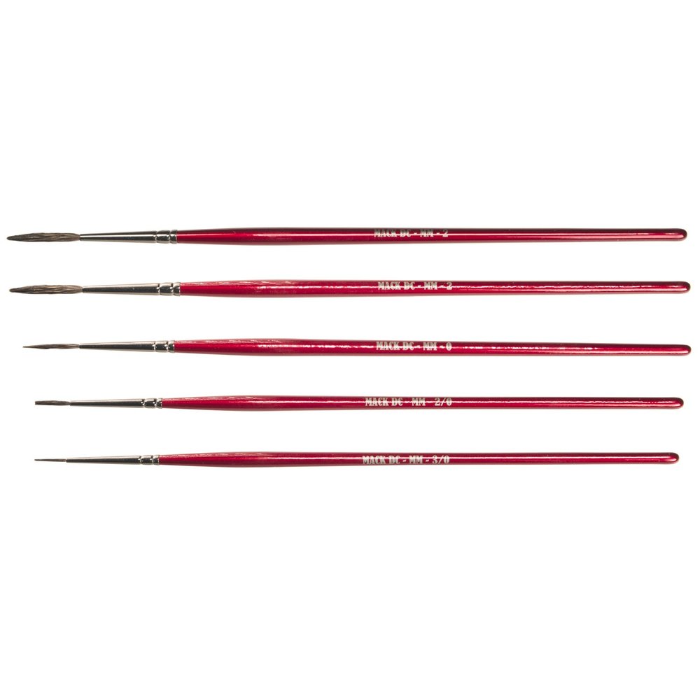Andrew Mack DC Micro Mono Set of Five (5) Natural Hair Brushes Sizes 000-2