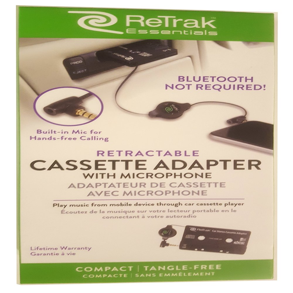 ReTrak ETESCAS Retractable Cassette Player Adapter and Microphone