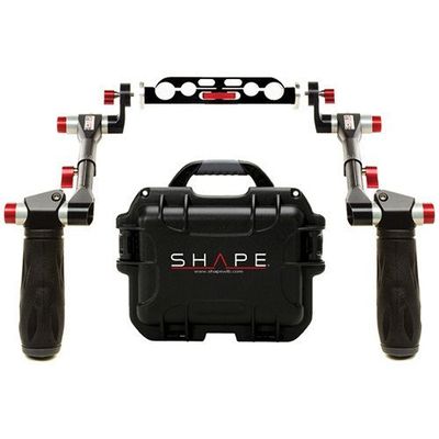 SHAPE Telescopic Handle with ARRI Rosettes, Includes Rod Block and Hard Case, Black and Red