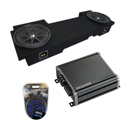 Harmony Audio Compatible with 2002-2013 Chevy Silverado HD Crew Truck Kicker Bundle Comp C10 Dual 10" Sub Box Enclosure & CXA800.1 Amp