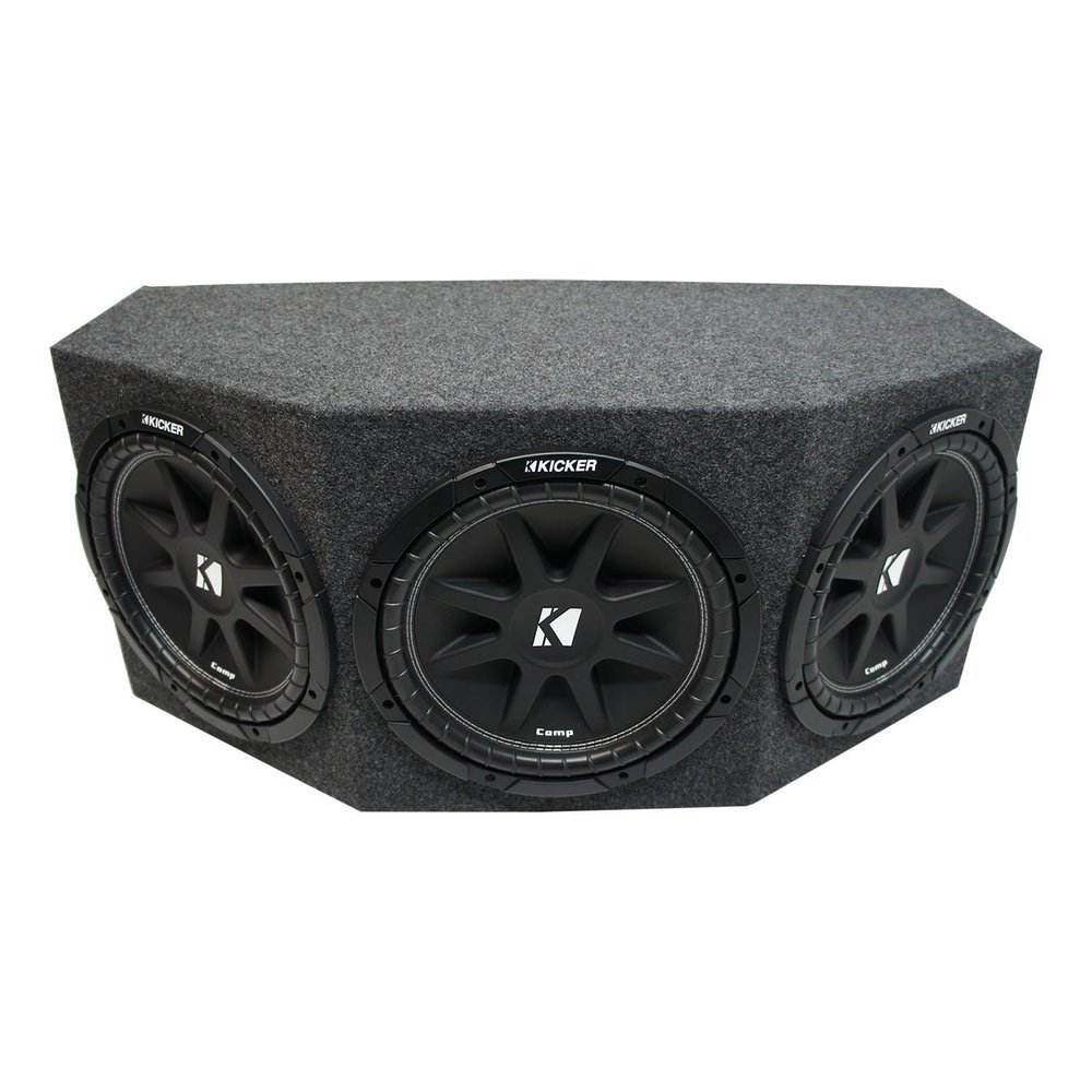 American Sound Connection Bundle Triple 12" Sealed Rear Angle 3 Sub Box and 43C124 12" Comp C12 Series Sub 150W RMS 4 Ohm SVC Car Subwoofer