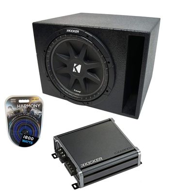 Harmony Audio Universal Car Stereo Rhino Coated Ported 15" Kicker Bundle Comp C15 Sub Box Enclosure & CXA800.1 Amp