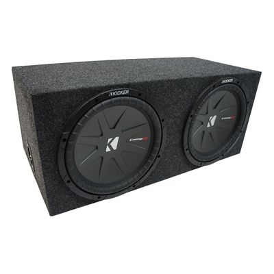 American Sound Connection 48CWR122 12Inch CompR 2Ohm Dual 500W RMS 1000W Peak Subwoofer and RF212H Dual 12" Sealed Rear Angle Sub Box Enclosure