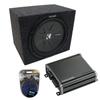 HA-AK4 4 Gauge 1800W Amp Kit, Kicker 43CWR154 15" CompR CWR15 Series 800W RMS 4 Ohm DVC Sub, 46CXA8001 1600W Peak Sub Amp and ASC RF115H Single 15" Sealed Sub Box 5/8" MDF Wood view 1
