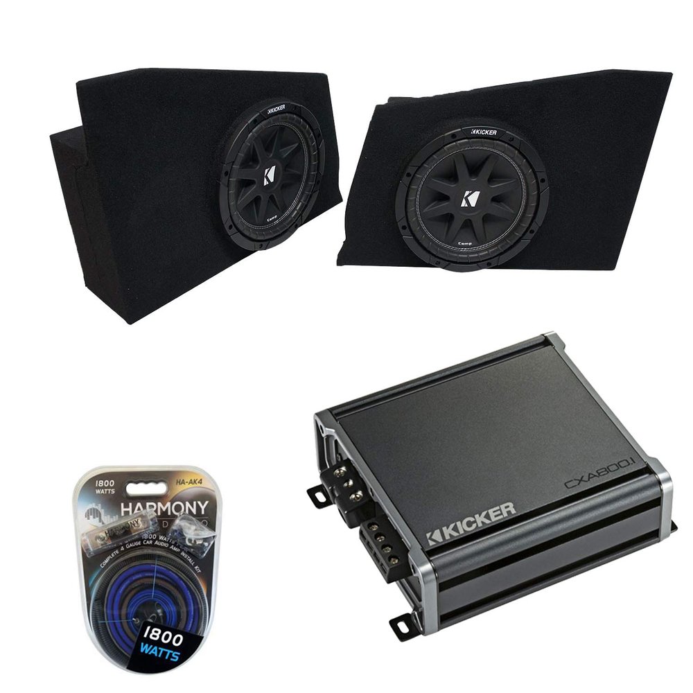 Harmony Audio Compatible with 2010-2015 Chevy Camaro Coupe Rear Side Kicker Bundle Comp C10 Dual 10" Sub Box Enclosure & CXA800.1 Amp