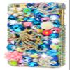 STENES Bling Phone Case Compatible with iPod Touch (6th Generation) Case - Luxurious Crystal 3D Handmade Sparkle Diamond Rhinestone Clear Cover - Crown Octopus Flowers/Blue view 1
