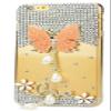 STENES Bling Phone Case Compatible with iPod Touch (6th Generation) Case - Luxurious Crystal 3D Handmade Sparkle Diamond Rhinestone Clear Cover - Pretty Butterfly Pearl Pendant Flowers Love/Orange view 1