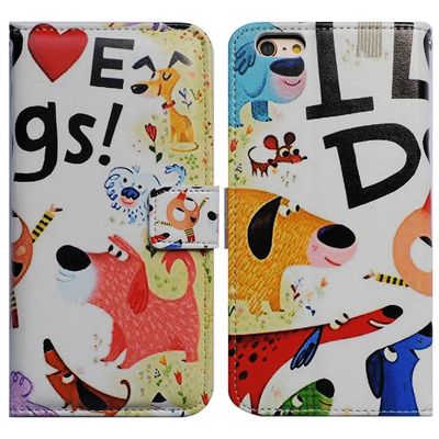 Bfun Packing Bcov Colorful Cute Dogs Wallet Card Slot Leather Cover Case for iPod Touch 5 6