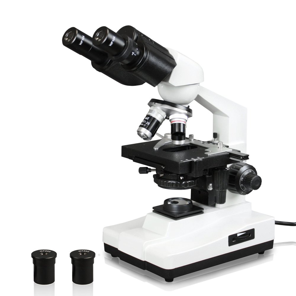 Vision Scientific VME0007B-100-LD Binocular Compound Microscope, 10x WF Eyepieces, 40x1000x Magnification, LED Illumination, Coaxial Coarse & Fine Focus, 1.25 N.A. Abbe Condenser