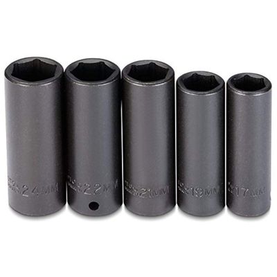 1/2" Drive 5 Piece Deep Metric Impact Socket Set - 6 Point