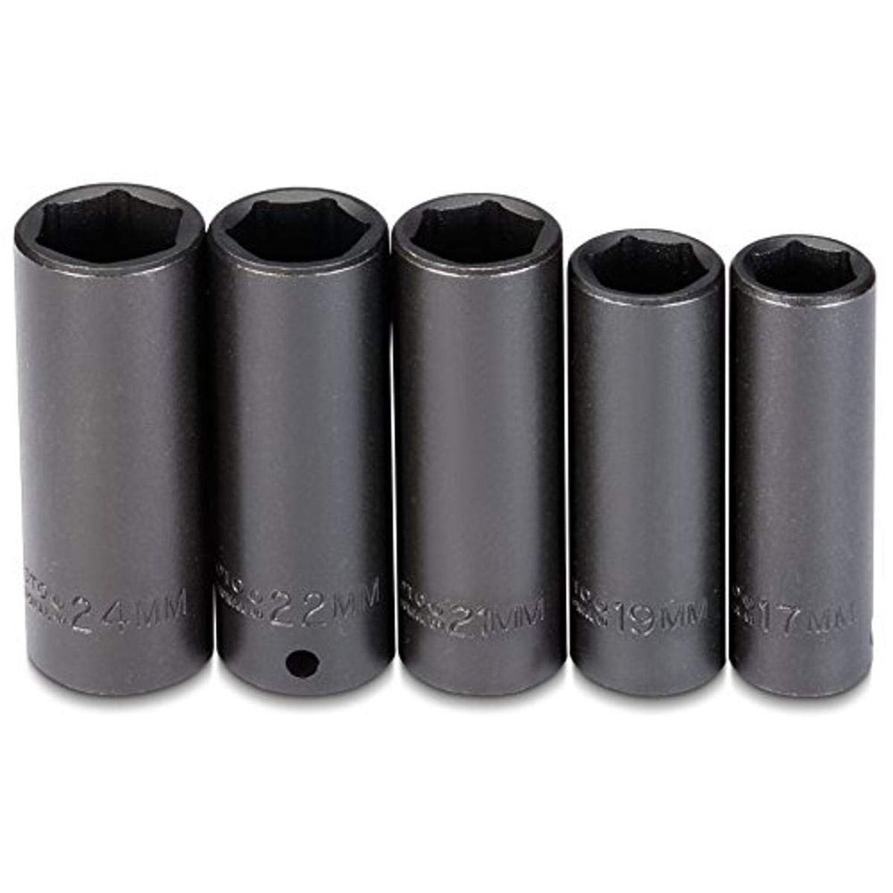 1/2" Drive 5 Piece Deep Metric Impact Socket Set - 6 Point