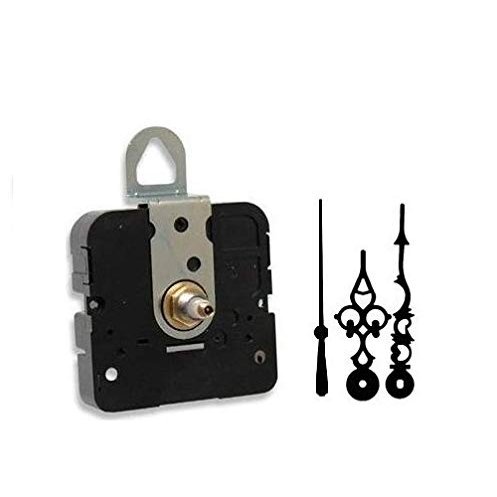 Takane Quartz Clock Movement Mechanism with 3" Serpentine Hands and Black Second Hand, U.S.A. Made (11/16" Threaded Shaft for dials up to 1/2" Thick)