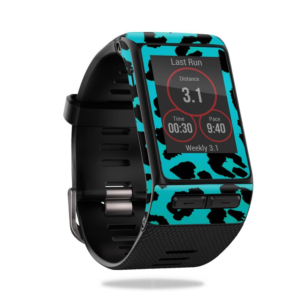 MightySkins Skin Compatible with Garmin Vivoactive HR - Teal Leopard | Protective, Durable, and Unique Vinyl Decal wrap Cover | Easy to Apply, Remove, and Change Styles | Made in The USA