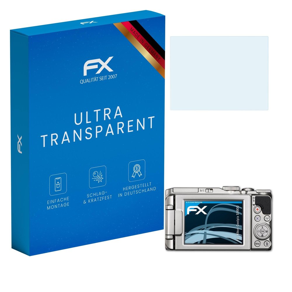atFoliX Screen Protection Film compatible with Nikon Coolpix S9900 Screen Protector, ultra-clear FX Protective Film (3X)