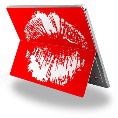 Big Kiss Lips White on Red - Decal Style Vinyl Skin fits Microsoft Surface Pro 4 (Surface NOT Included)