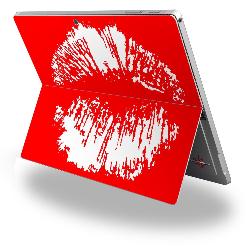 Big Kiss Lips White on Red - Decal Style Vinyl Skin fits Microsoft Surface Pro 4 (Surface NOT Included)