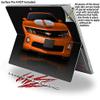 2010 Chevy Camaro Orange - White Stripes on Black - Decal Style Vinyl Skin fits Microsoft Surface Pro 4 (Surface NOT Included) view 2