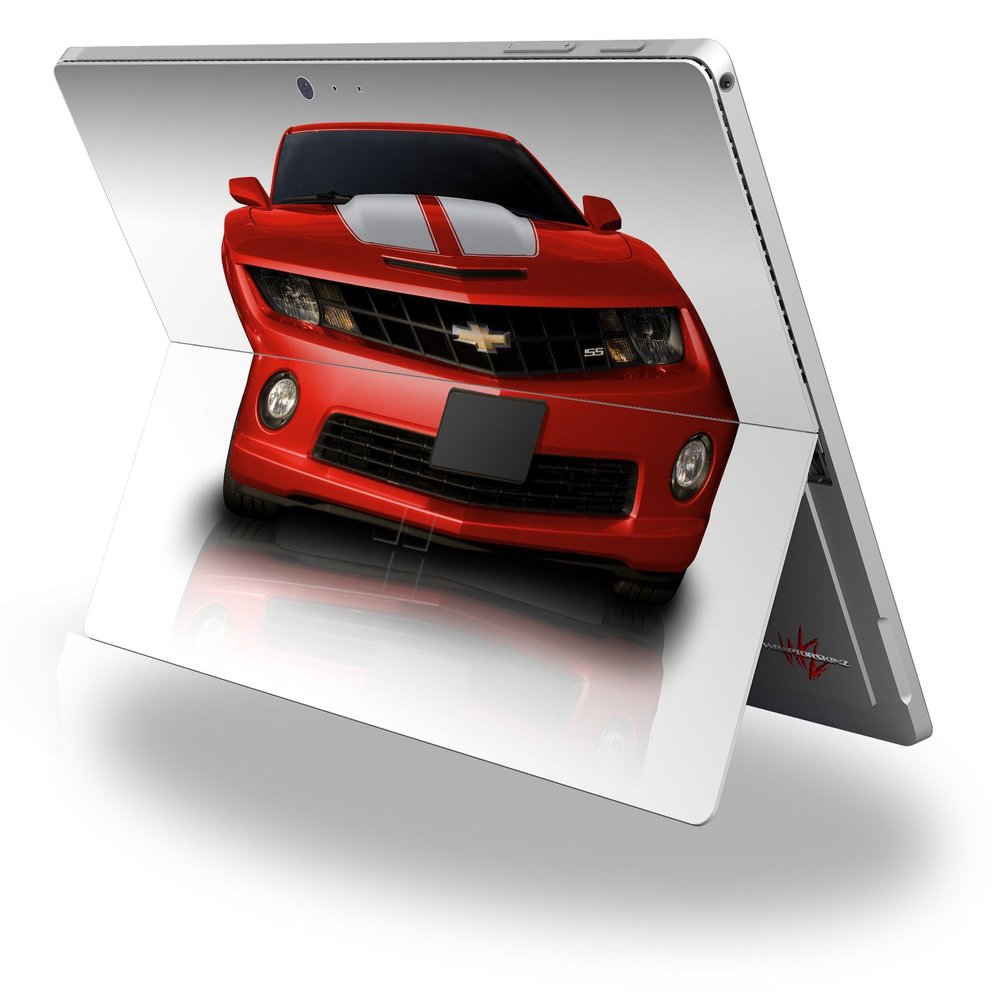 2010 Chevy Camaro Victory Red - White Stripes - Decal Style Vinyl Skin fits Microsoft Surface Pro 4 (Surface NOT Included)
