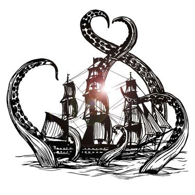Large Vinyl Wall Decal Kraken Octopus Tentacles Pirate Ship Nautical Room Decor Bathroom Ocean Adventure Themed Kids Teen Room Stickers (ig3640) Silver Metallic