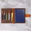 A5 Leather Notebook Cover, Hand Stitched Leather Planner Organizer, Refillable Journal Case, Personalized Gift for Writers U08-A505LC view 2