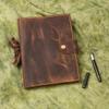A5 Leather Notebook Cover, Hand Stitched Leather Planner Organizer, Refillable Journal Case, Personalized Gift for Writers U08-A505LC view 3