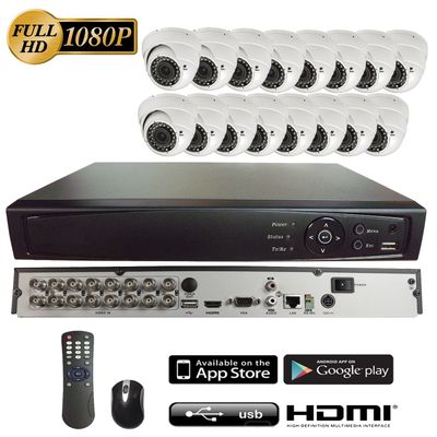 101AV 16CH 4in1 (TVI, AHD, Analog, IP) True Full HD 1080P Digital Video Recorder DVR w/ 2TB HDD+ 16 of 1080P 4in1 (TVI AHD CVI CVBS) 2.8-12mm Lens WDR in/Outdoor Dome Cameras for Home Office Security