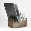 4 Device Docking Stand - Solid Walnut Block view 3