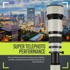 Long-Range 650mm-1300mm f/8 Telephoto Zoom Lens for Nikon DF, D3100, D3200, D3300, D3400, D5100, D5200, D5300, D5500, D5600, D7000, D7100, D7200, D300s, D600, D610, D700, D750, D800, D810, SLR White view 4