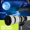 High-Power 650-2600mm f/8 Manual Telephoto Lens for Canon EOS 80D, 90D, Rebel T3i, T5, T6i, T7, T8i, SL3, 60D, 70D, 5D, 6D II, 7D II SLR Cameras - White view 3