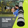 High-Power 650-2600mm f/8 Manual Telephoto Lens for Canon EOS 80D, 90D, Rebel T3i, T5, T6i, T7, T8i, SL3, 60D, 70D, 5D, 6D II, 7D II SLR Cameras - White view 4
