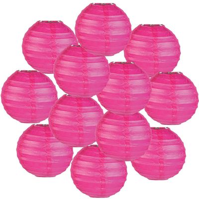 Fun Express Mini Hot Pink Hanging Paper Lanterns - 4.5 Decorative Lanterns for Party Decor, Celebrations, and Events - Perfect for Home and Party Decor - 12 Pieces