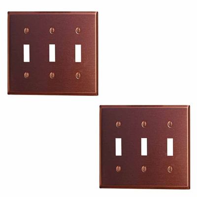 Wall Switchplate Brushed Solid Copper Triple Toggle Pack Of 2 Renovators Supply