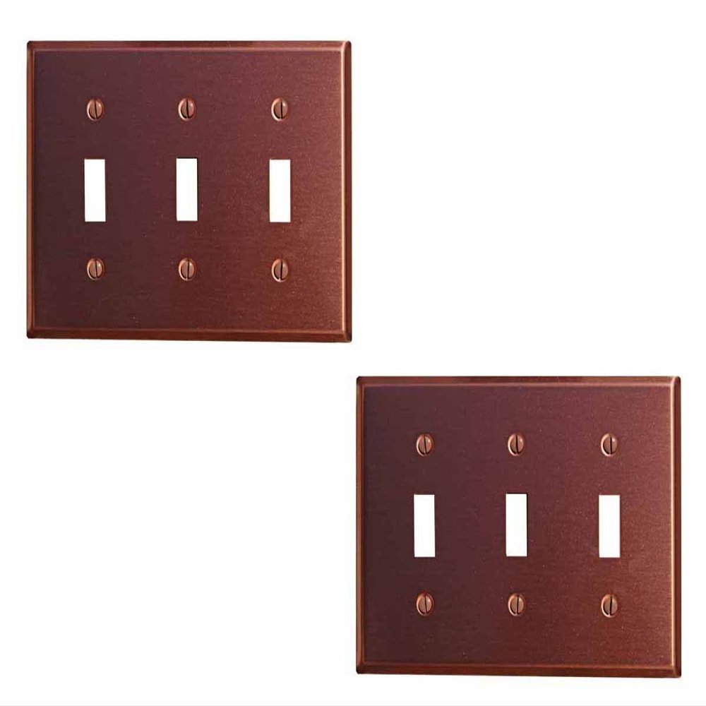Wall Switchplate Brushed Solid Copper Triple Toggle Pack Of 2 Renovators Supply