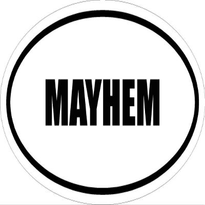 6" Printed White Vinyl Mayhem Oval Euro Impact Style Vinyl Decal Sticker