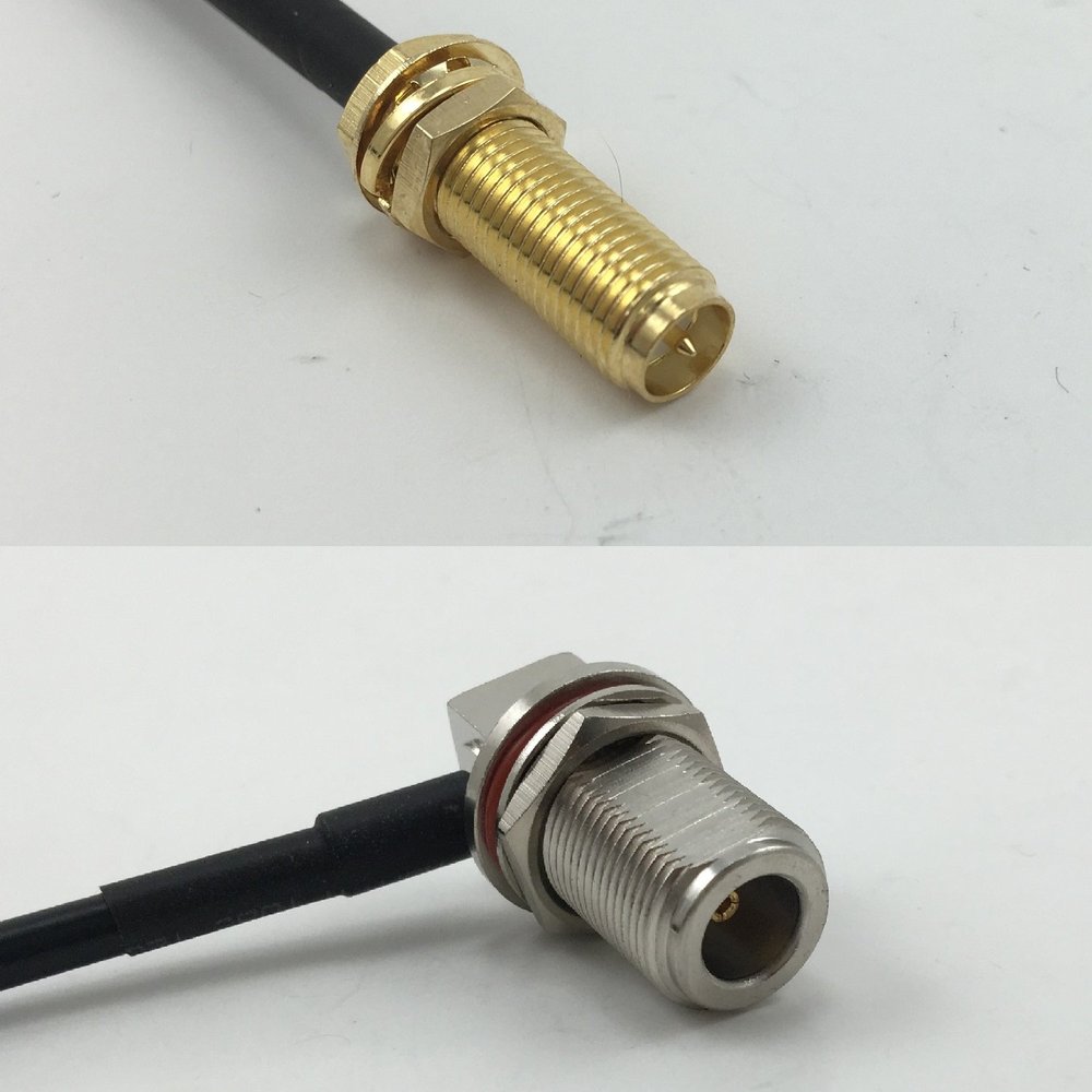 12 inch 30cm RG178 RP-SMA Female Long to N Female Bulkhead Angle Pigtail Jumper RF coaxial Cable 50 ohm Quick USA Shipping