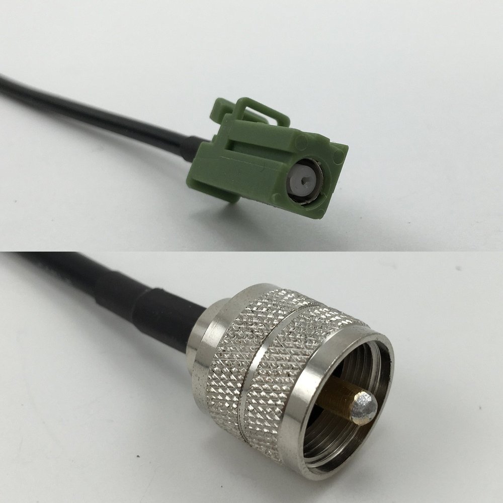 12 inch 30cm RG174 Avic Green Pioneer Jack to PL259 UHF Male Pigtail Jumper RF coaxial cable 50 ohm Quick USA Shipping