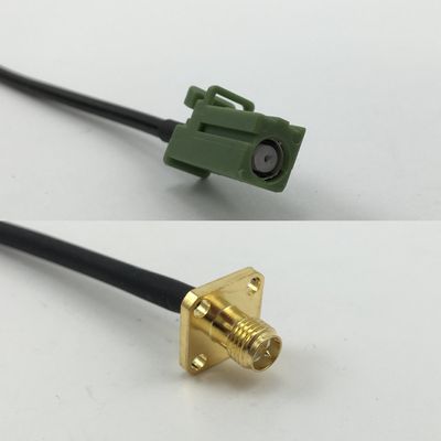 12 inch 30cm RG174 Avic Green Pioneer Jack to RP-SMA Female Flange Pigtail Jumper RF coaxial cable 50 ohm Quick USA Shipping