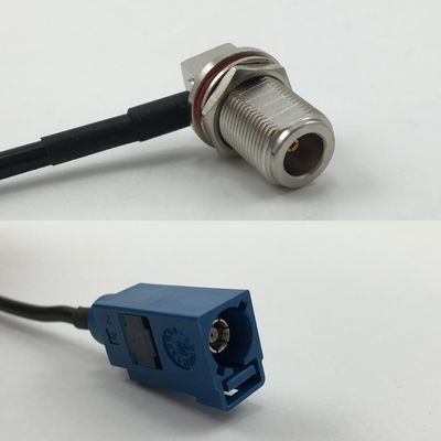 12 inch 30cm RG178 N Female Bulkhead Angle to Fakra Blue GPS Pigtail Jumper RF coaxial cable 50 ohm Quick USA Shipping