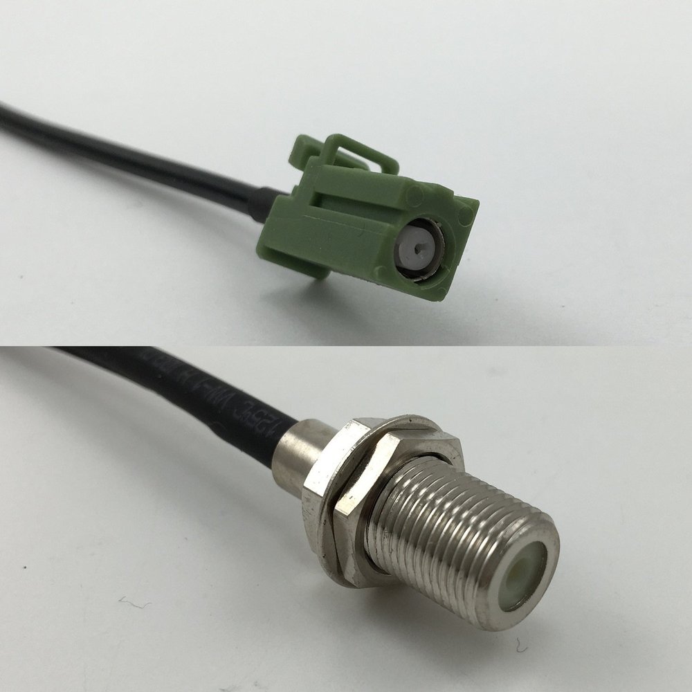 12 inch 30cm RG178 Avic Green Pioneer Jack to F FEMALE Pigtail Jumper RF coaxial cable 50 ohm Quick USA Shipping