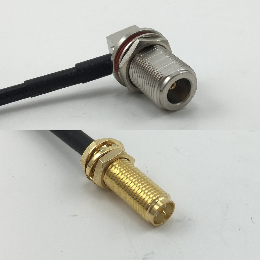 12 inch 30cm RG178 N Female Bulkhead Angle to RP-SMA Female Long Pigtail Jumper RF coaxial Cable 50 ohm Quick USA Shipping