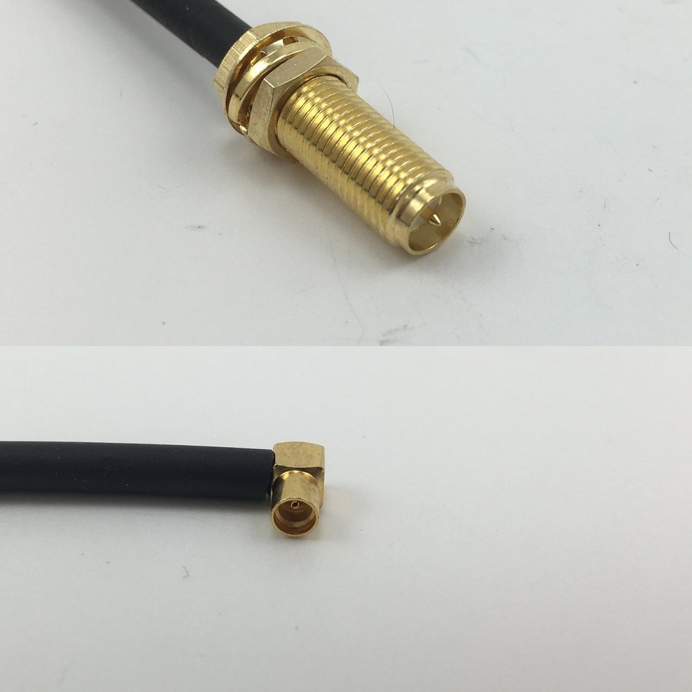 12 inch 30cm RG174 RP-SMA Female Long to MMCX Female Angle Pigtail Jumper RF coaxial Cable 50 ohm Quick USA Shipping
