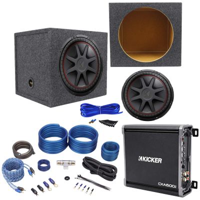 Kicker 43CVR154 COMPVR 15" 1000W Car Subwoofer+Sealed Box+Mono Amplifier and Amp Kit
