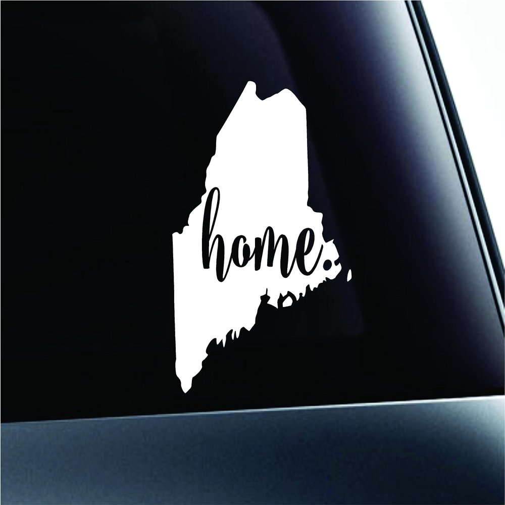 #3 Home Maine State Augusta Symbol Sticker Decal Car Truck Window Computer Laptop (White)