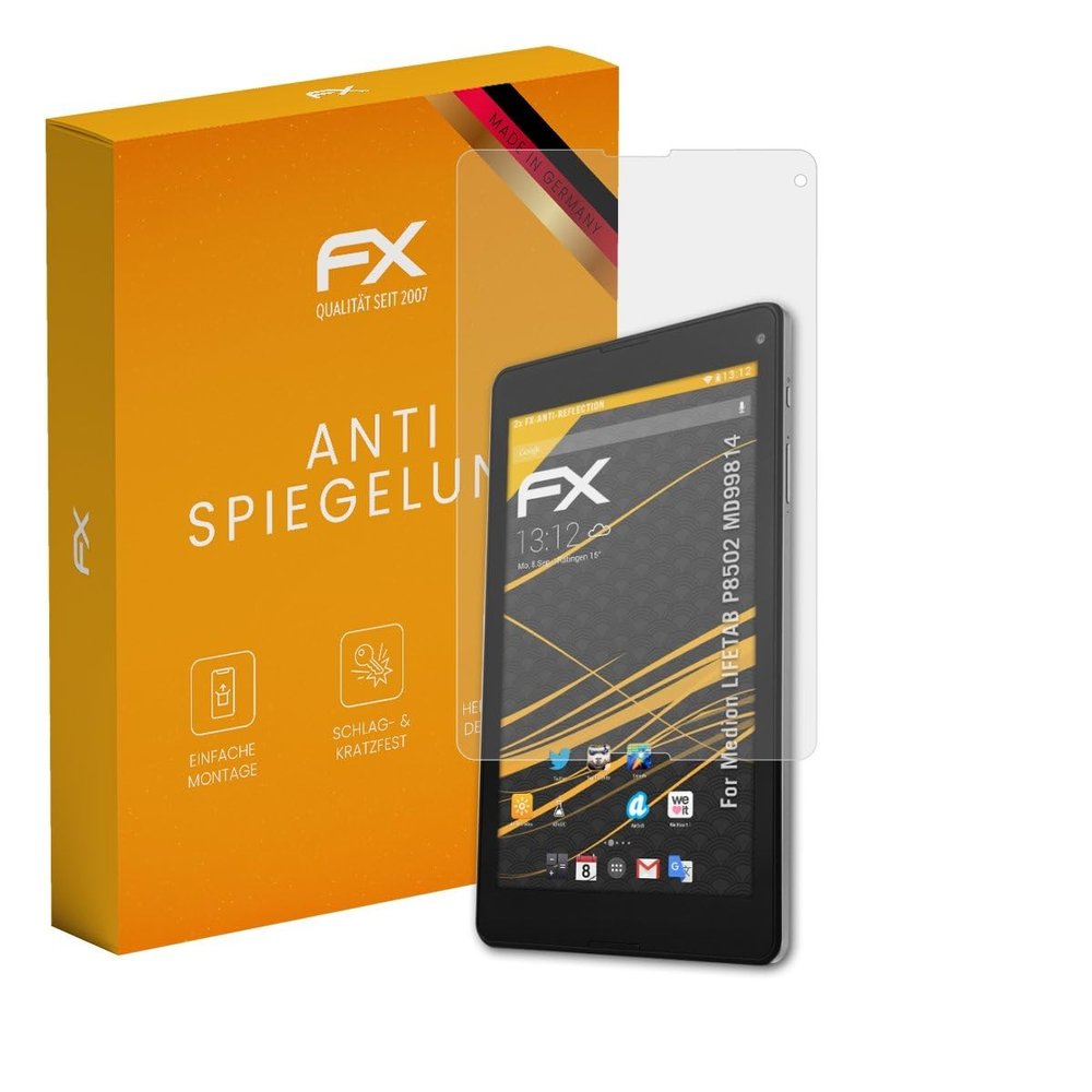 atFoliX Screen Protector compatible with Medion LIFETAB P8502 MD99814 Screen Protection Film, anti-reflective and shock-absorbing FX Protector Film (2X)